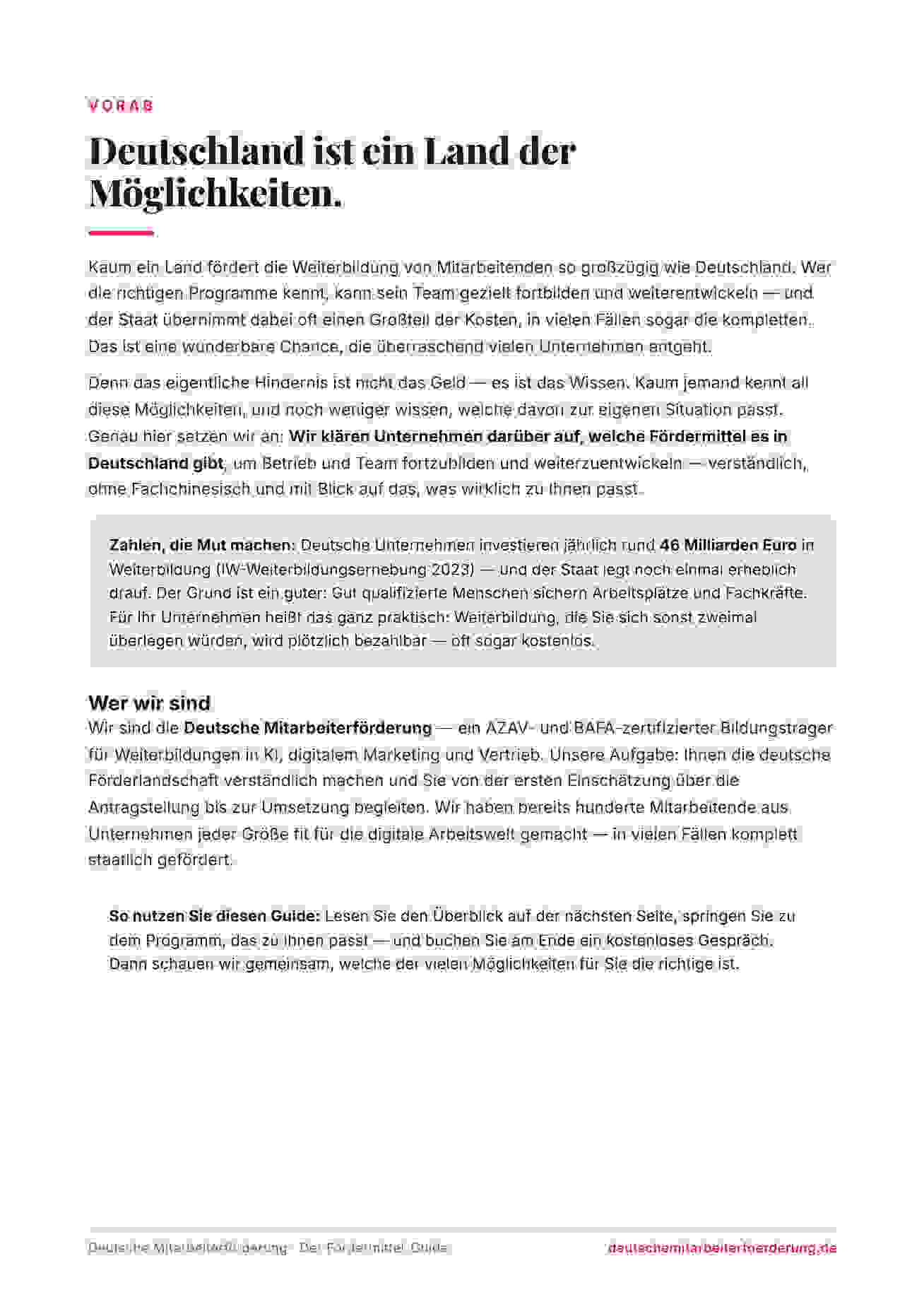 Innenseite 1 aus dem Fördermittelreport